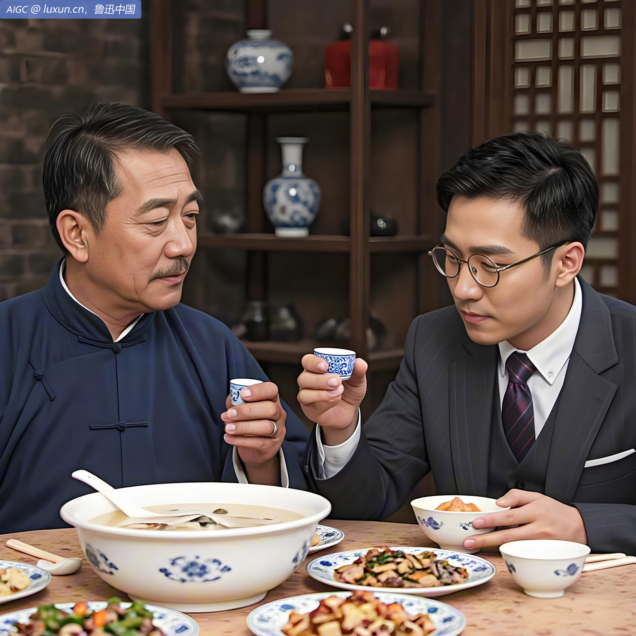 旧中秋也，烹鹜沽酒作夕餐，玄同饭后去