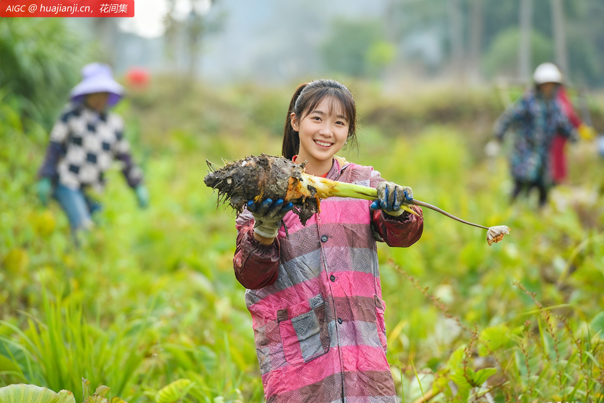 江西省宜春市大桥村，村民正在采收分拣槟榔芋