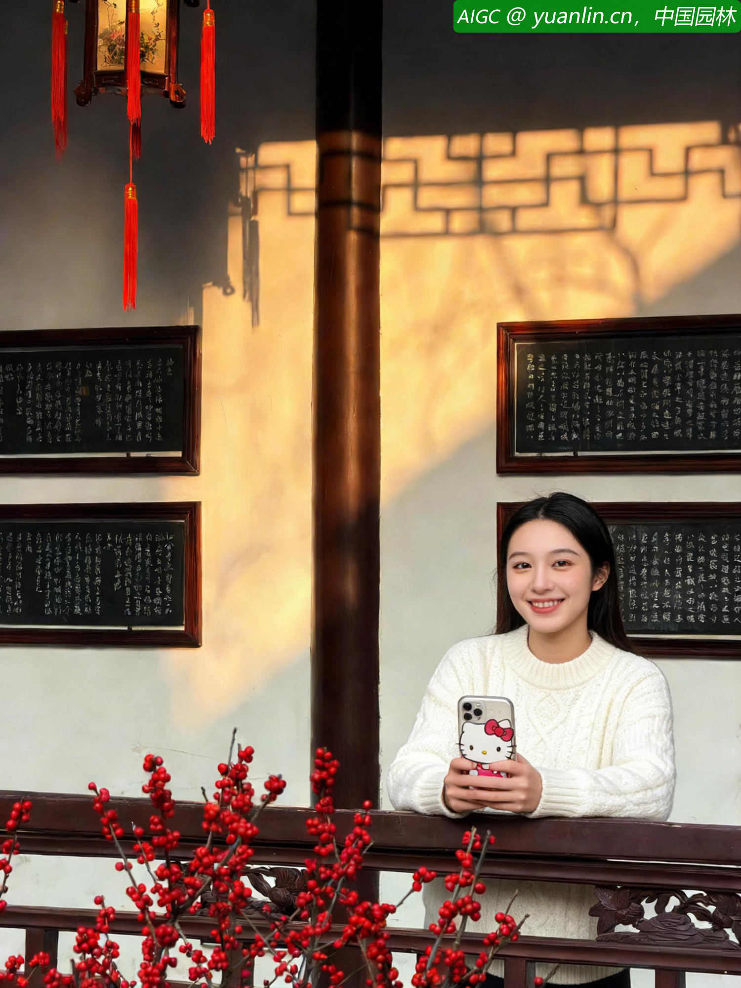 苏州藕园夕照：宫灯映韵，游人醉景