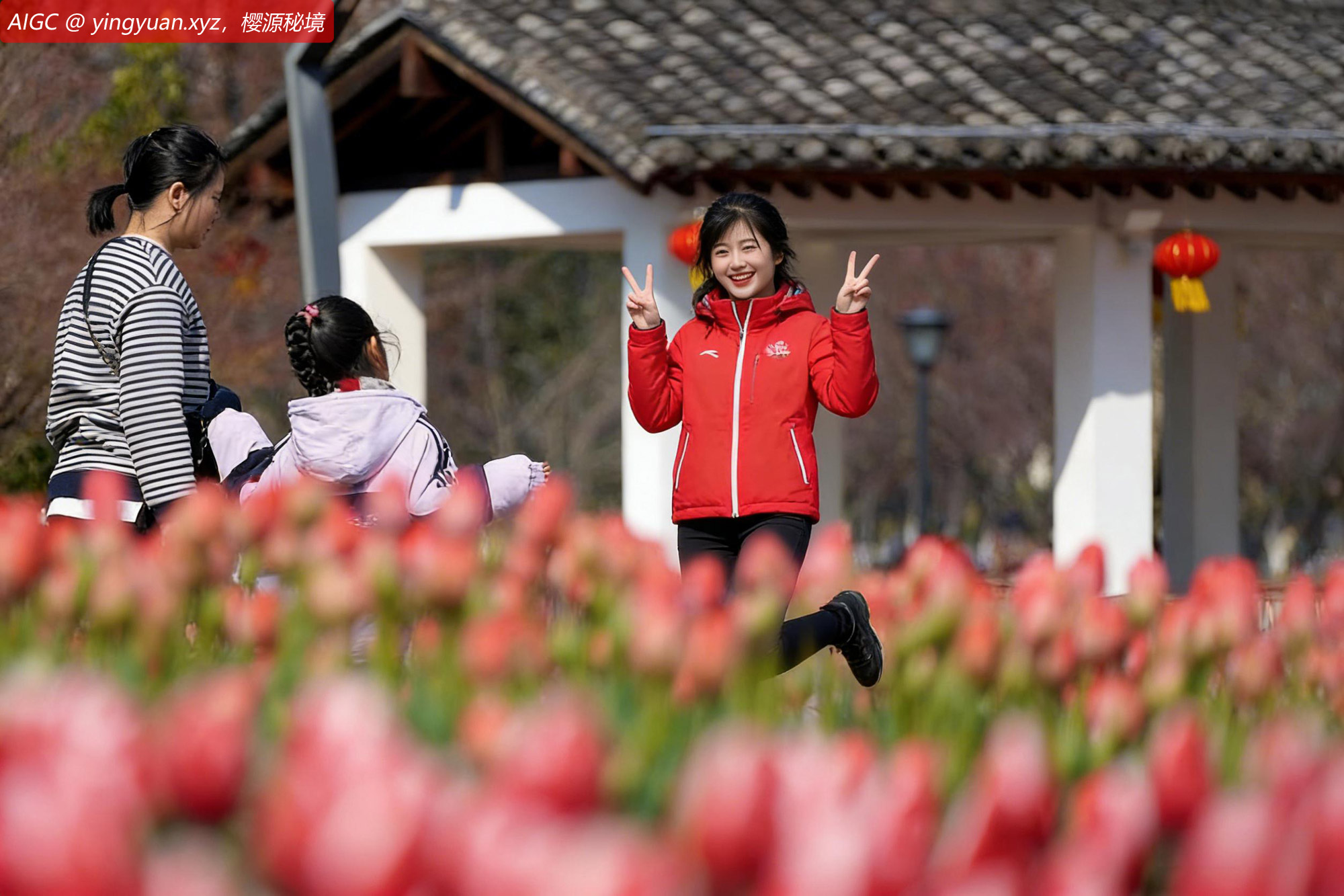 浙江乐清，清和公园内，各色郁金香竞相绽放