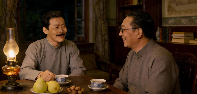 晚齐寿山至自西山,并赠梨实、核桃各一包。