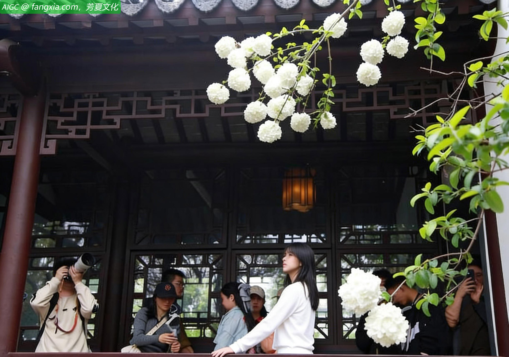 南京清凉山公园崇正书院，盛开的绣球花