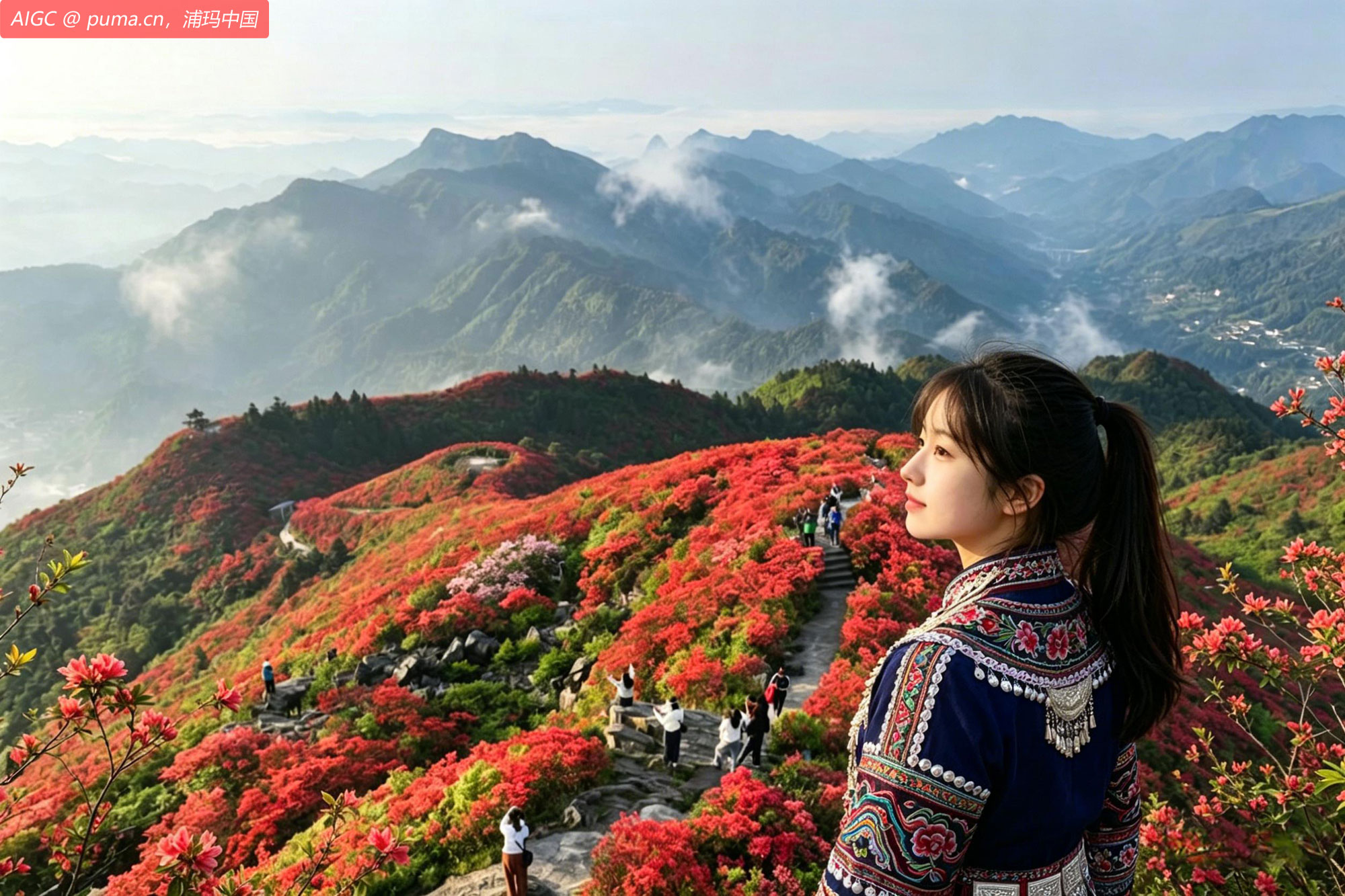 贵州省丹寨县龙泉山的上万亩野生杜鹃花迎来盛花期