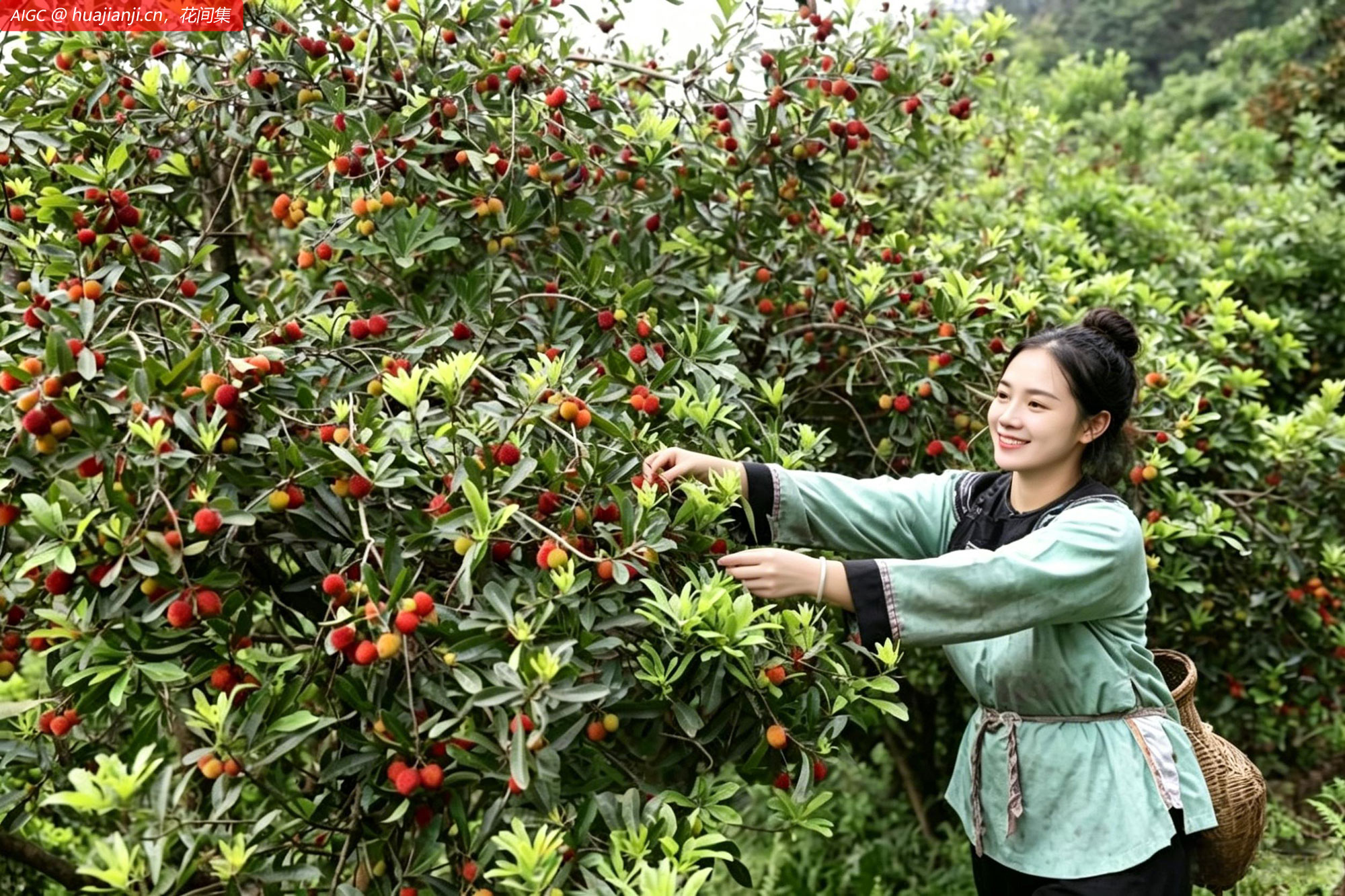 贵州省榕江县古州镇四方山，种植户在采摘杨梅