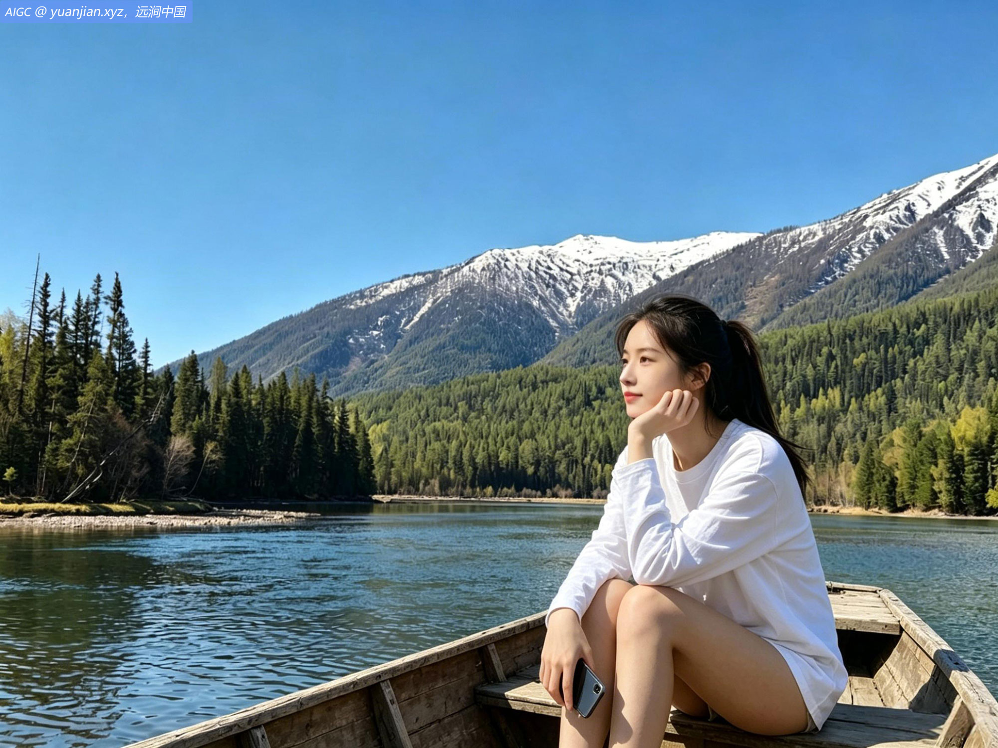 新疆阿勒泰地区，春夏之交的喀纳斯三湾风光。