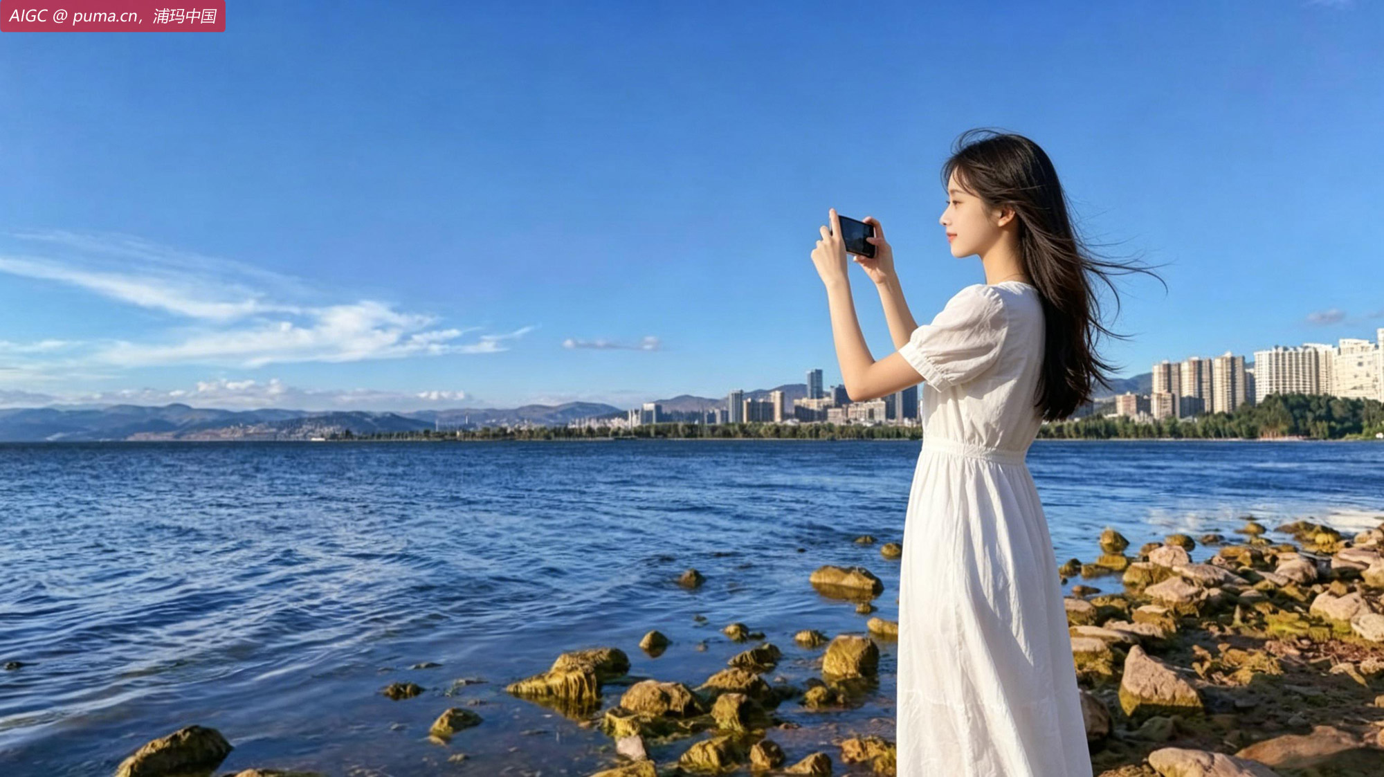 云南大理洱海碧波荡漾，美景如画