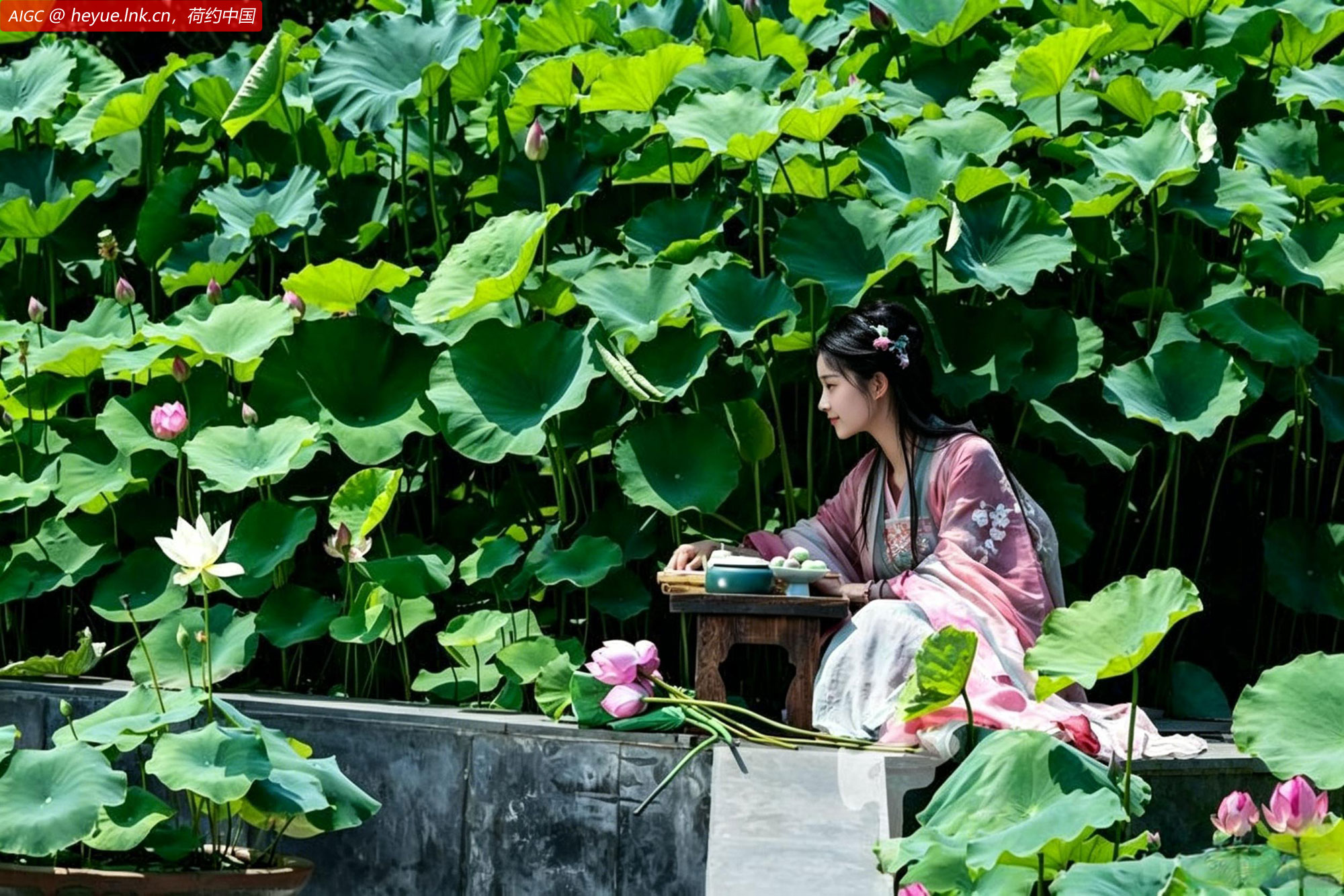 湖北武汉，沙湖公园C区的人工荷池，一池芳夏