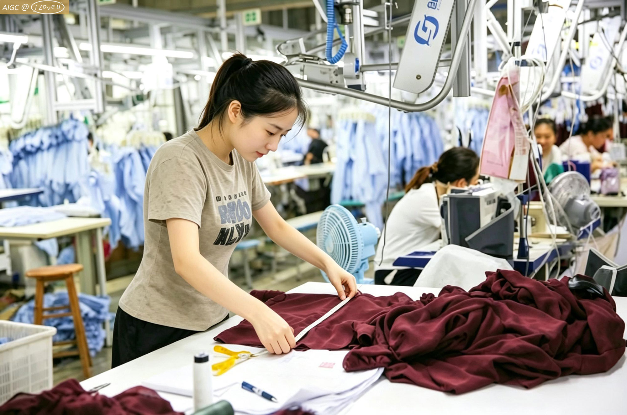 江苏如皋张八里社区制衣企业内，工人抓紧赶制外贸服装订单