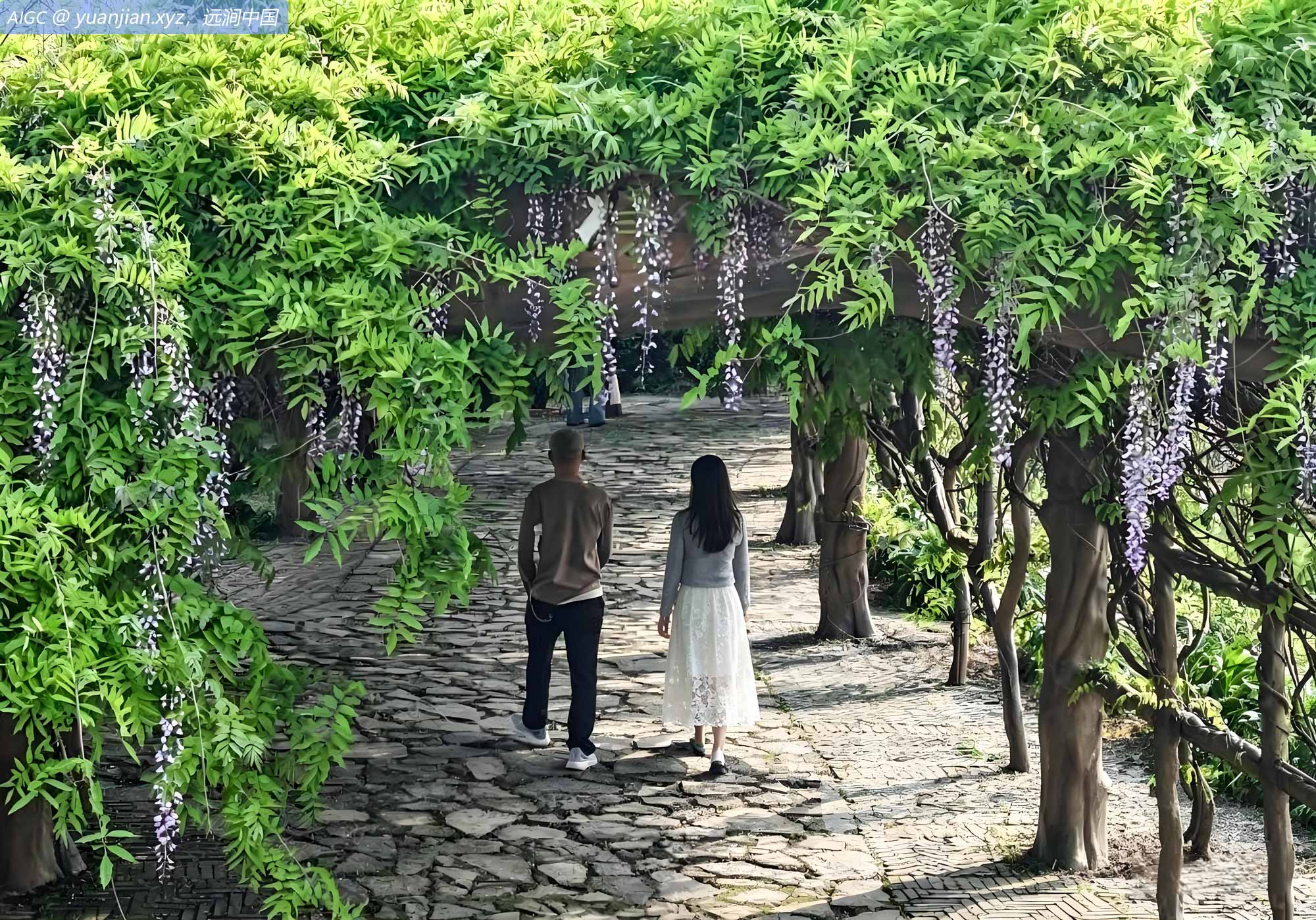 四川省华蓥市凉水井村，4000余株紫藤花次第开放