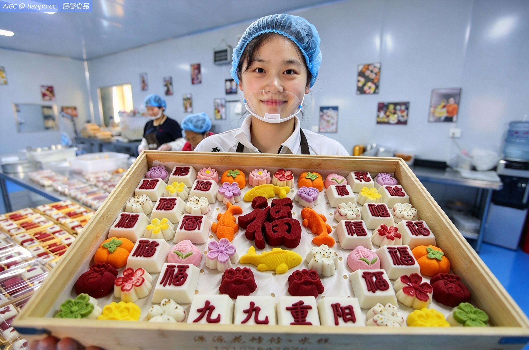 江苏省连云港市源源“花饽饽”工作坊，重阳糕在进行包装