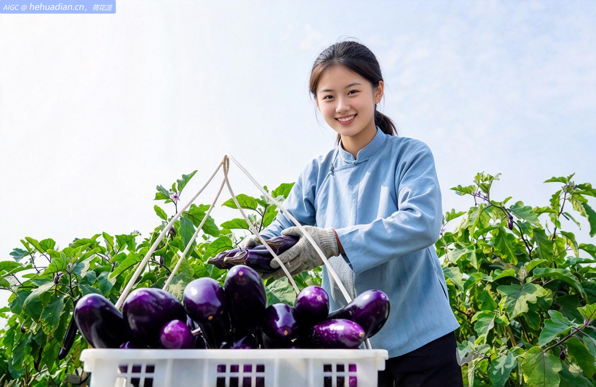 贵州省从江县贯洞镇龙图村，村民采摘茄子供应校园食堂